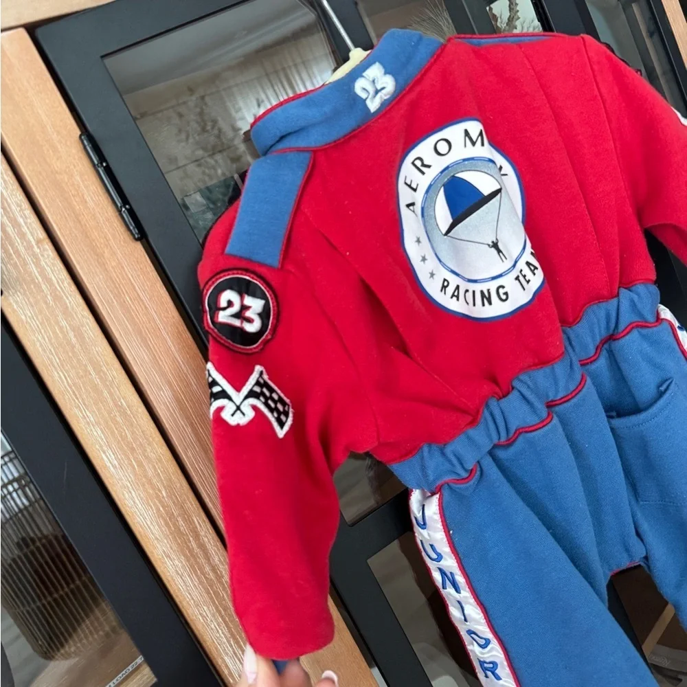 Vintage Race Car Driver nascar coverall jumpsuit baby boy route 66 patches 23